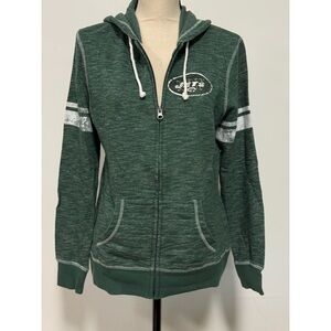 Majestic NY Jets Zip Up Hoodie Sweatshirt Green Size M